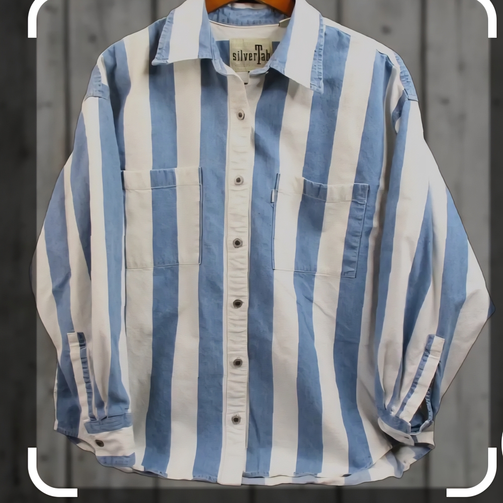 Levi's Blue and White Striped Button Down Shirt